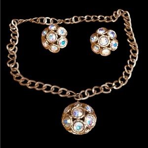 Vintage Sarah Coventry Disco Magic Dancing Rhinestone Necklace Earrings 60s